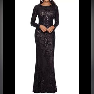 BETSY & ADAM Embellished Embroidered Gown, Size 16